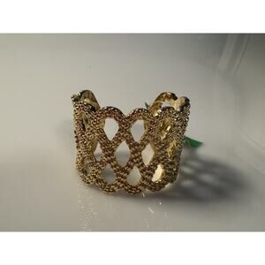 Lilly Pulitzer CUFF STATEMENT BRACELET Textured Gold Metallic Lattice GWP NWT
